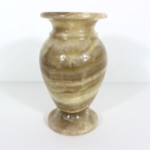 Vintage Onyx Marble Vase, Amber Cream Crystal Veining, Perfect Shelf Styling